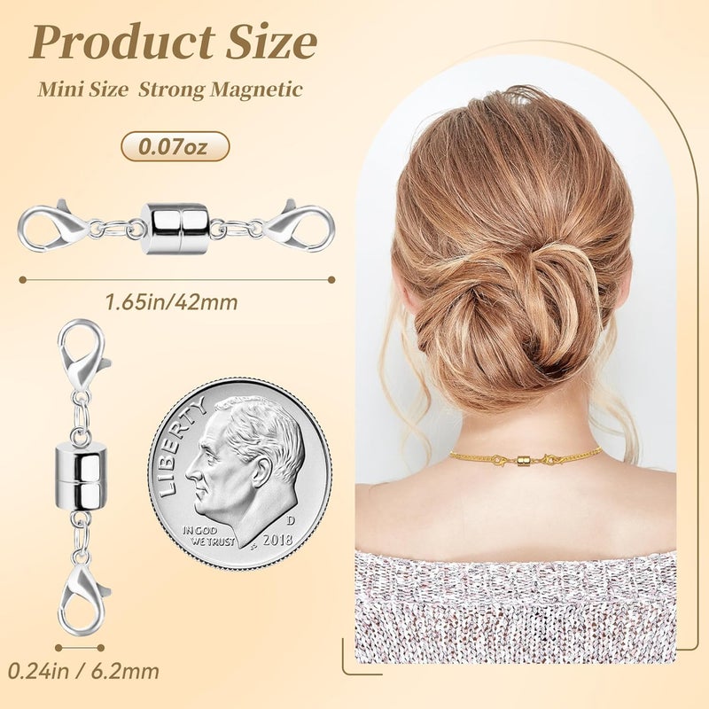 SUTQIGUI Magnetic Necklace Jewelry Clasps and Closures with Double Lobster Clasp, Silver Magnetic Jewelry Clasps for Necklaces, Bracelet Necklace Extenders for Women (6PCS) - Image 2